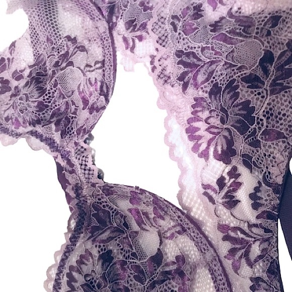 💜 XXL Sexy PURPLE Lace Lingerie Bra & G String Thong Underwear Floral Quality - Picture 2 of 8